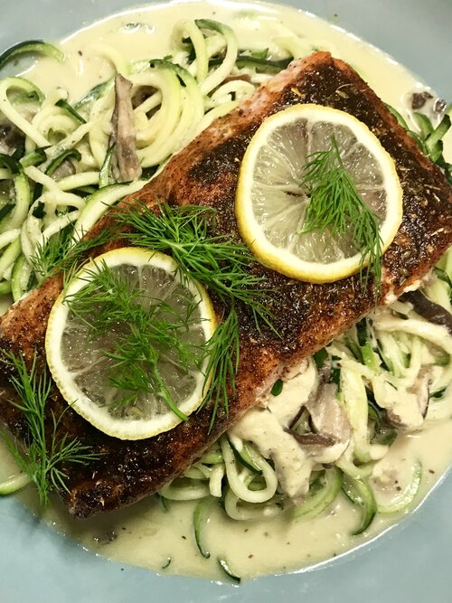 Salmon over Zoodles